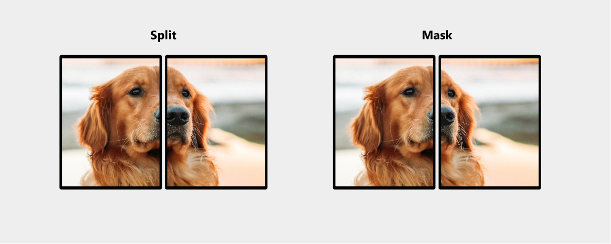 a spanned image using masking compared with using splitting