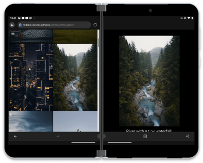 Screenshot shows a photo gallery dual-screen sample.
