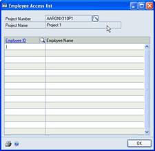 Screenshot of the Employee Access List window.