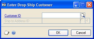 Screenshot of the Enter Drop-Ship Customer window.