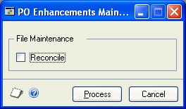 Screenshot of the PO Enhancements Maintenance window.