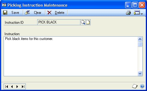 Screenshot of window, showing an instruction that says pick black items for this customer.
