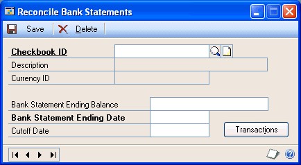 Screenshot shows the Reconcile Bank Statements window.