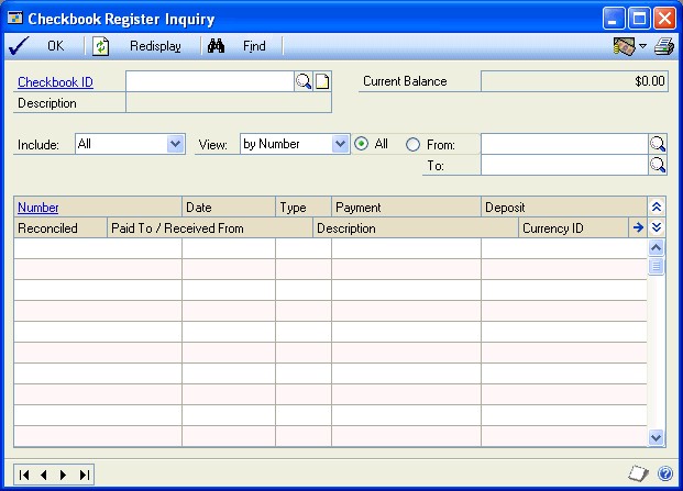 Screenshot shows the Checkbox Register Inquiry window.