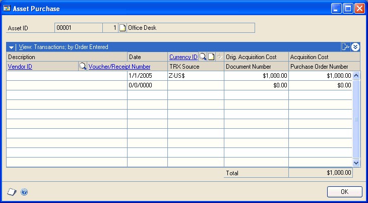 Screenshot shows another view of the Asset General Information window.