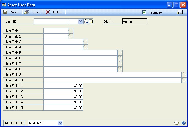 Screenshot shows the Asset User Data window.