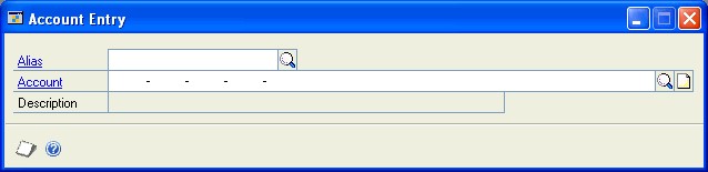 Screenshot that shows the Account Entry window.