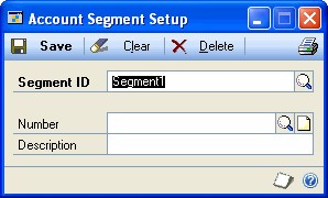 Screenshot that shows the Account Segment Setup window.