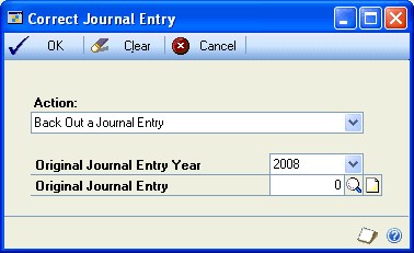 Screenshot that shows the Correct Journal Entry window