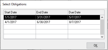 VAT Obligations window