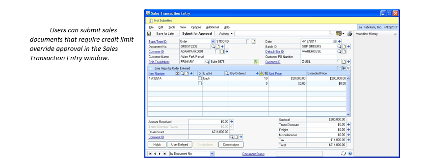 Exceed Credit Limit field in the Receivables Management Setup window