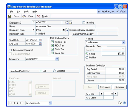 Screenshot of the Employee Eduction Maintenance window.