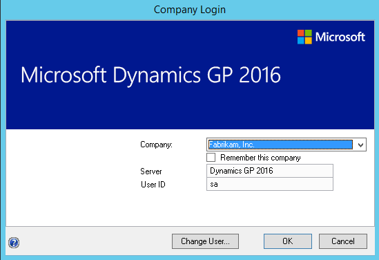 shows the login screen to a dynamics gp company.