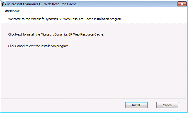 shows the installer for the web resource cache tool.