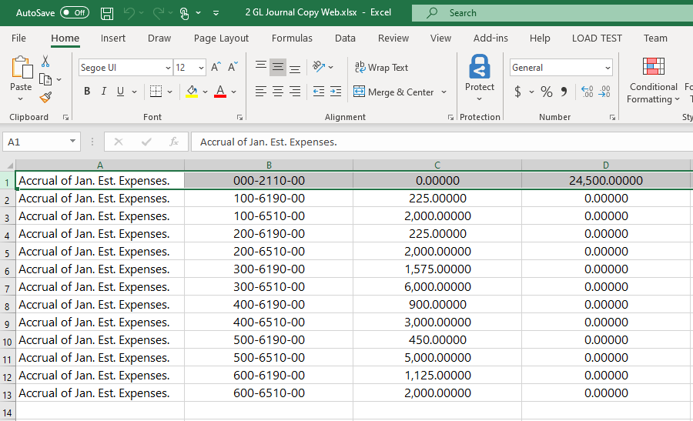 Shows Excel with a row selected