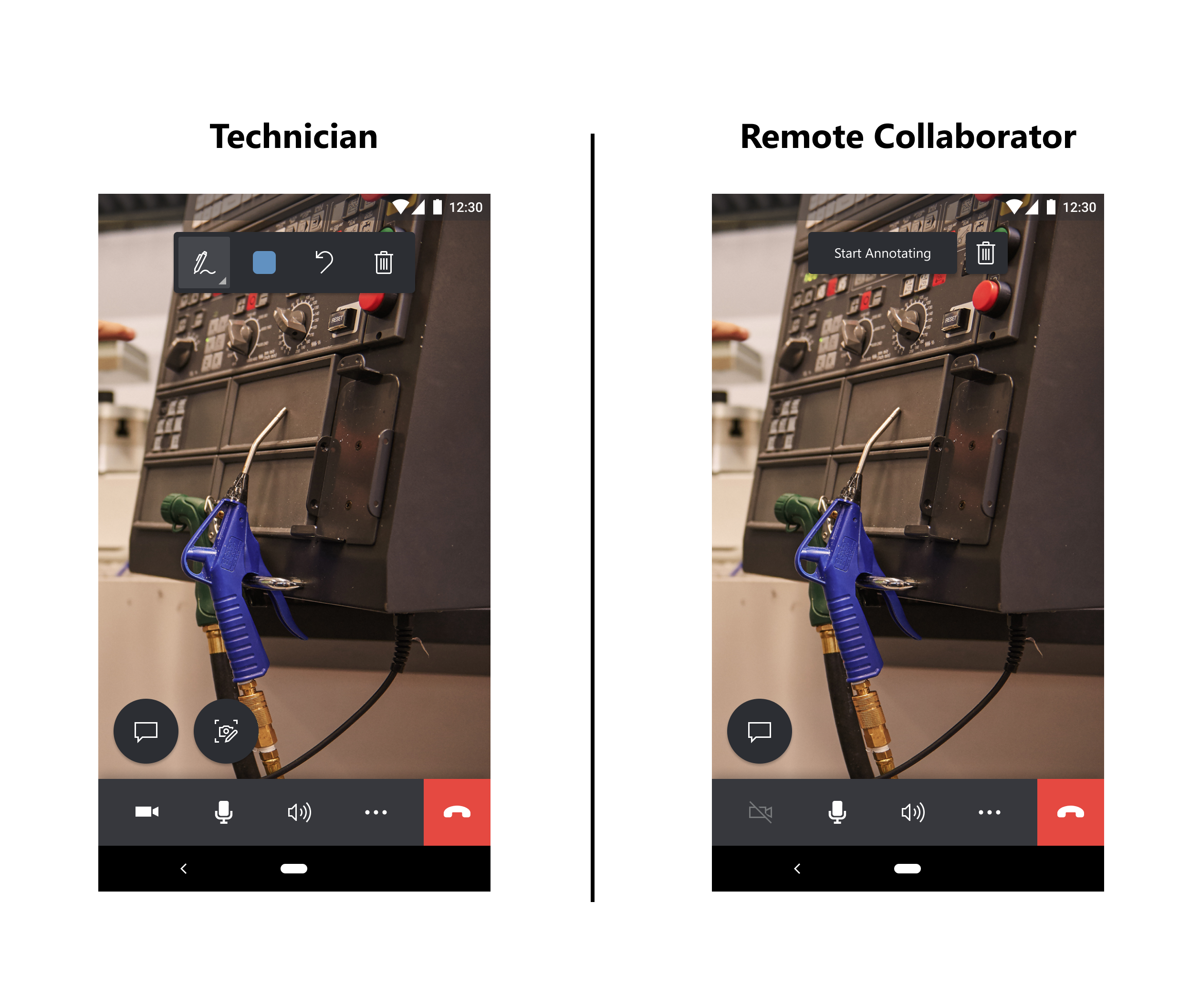 In-call experience for a Dynamics 365 Remote Assist mobile to mobile call