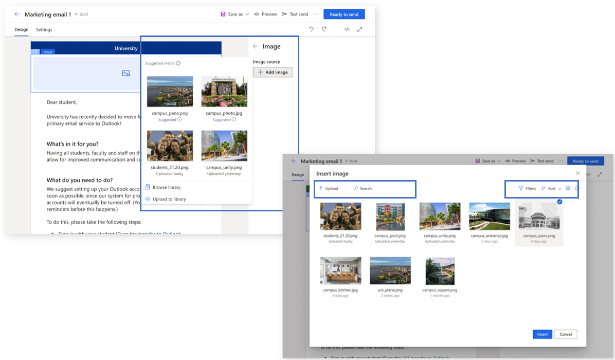 Dynamics 365 Marketing includes an advanced and centralized asset library