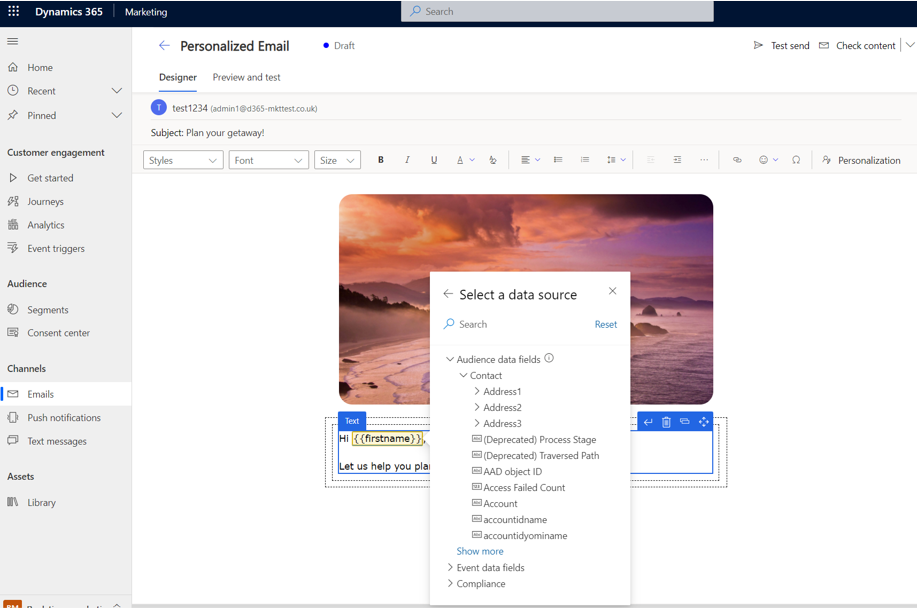 The new email editor quickly creates personalized messages with an easy point-and-click interface