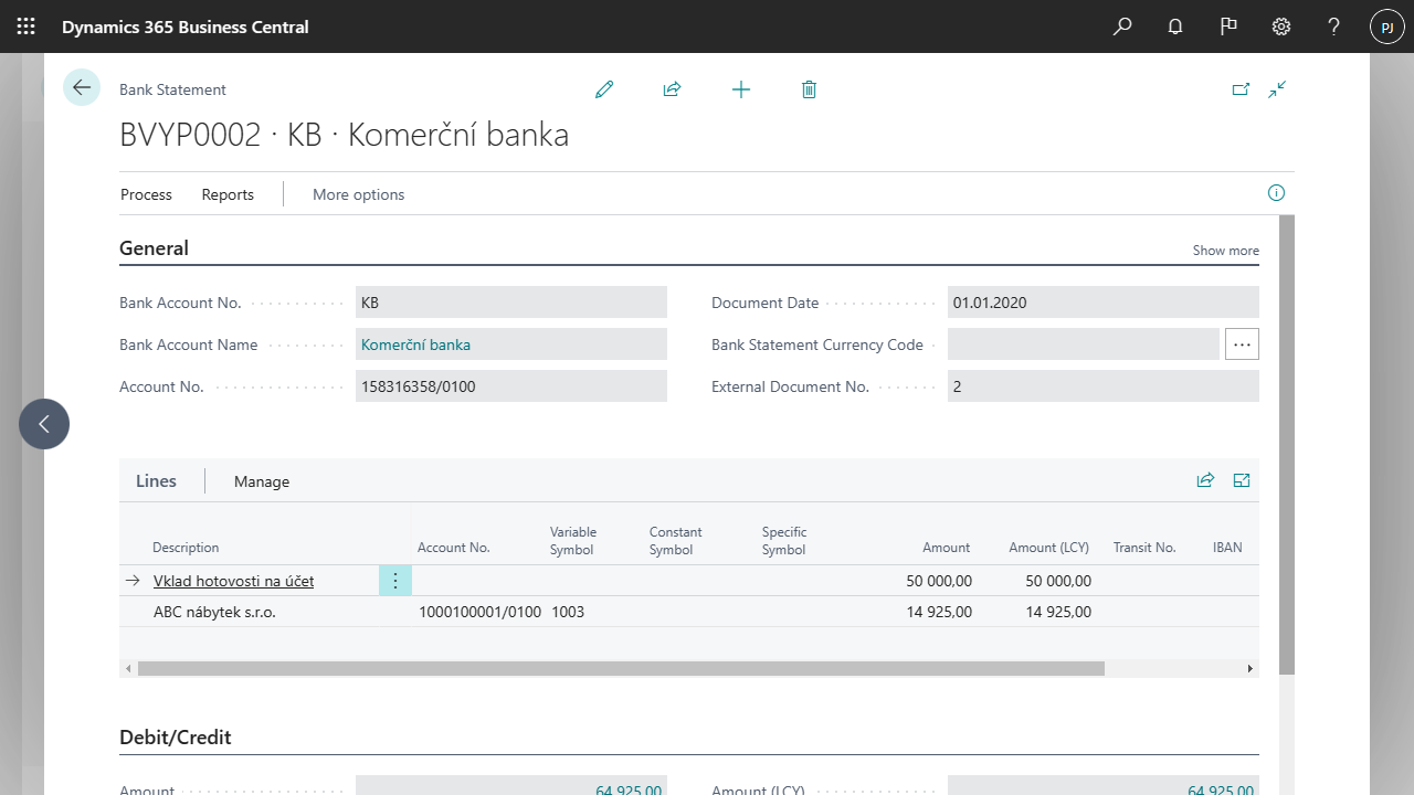 Bank Statement page.