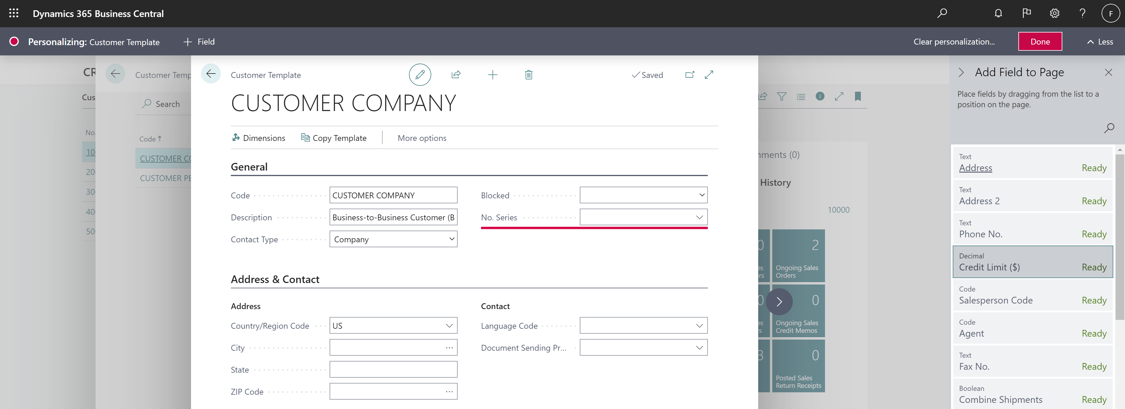 Shows how users can add new fields to customer templates using personalization banner.