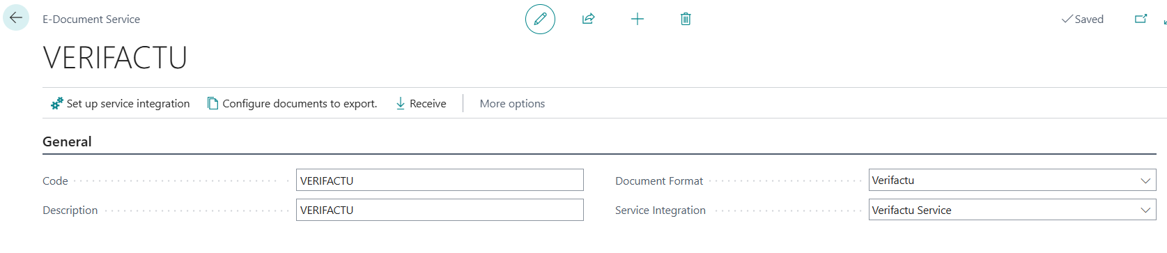 Screenshot that shows the e-document service page.