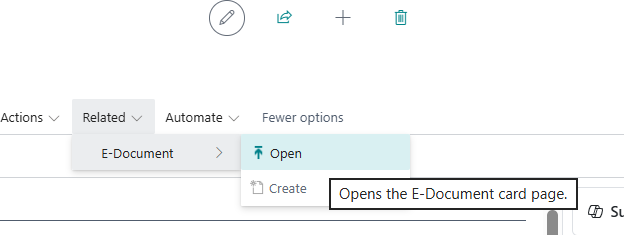 Screenshot that shows the E-Document Card page.
