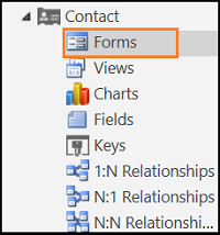 Expand contact entity and select forms.