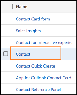 Select contact form of Main type.