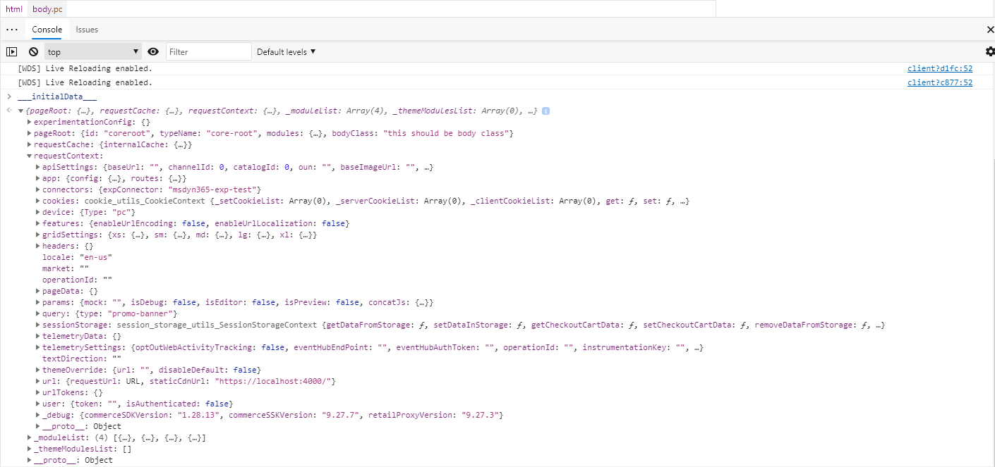 Initial data_debug information.