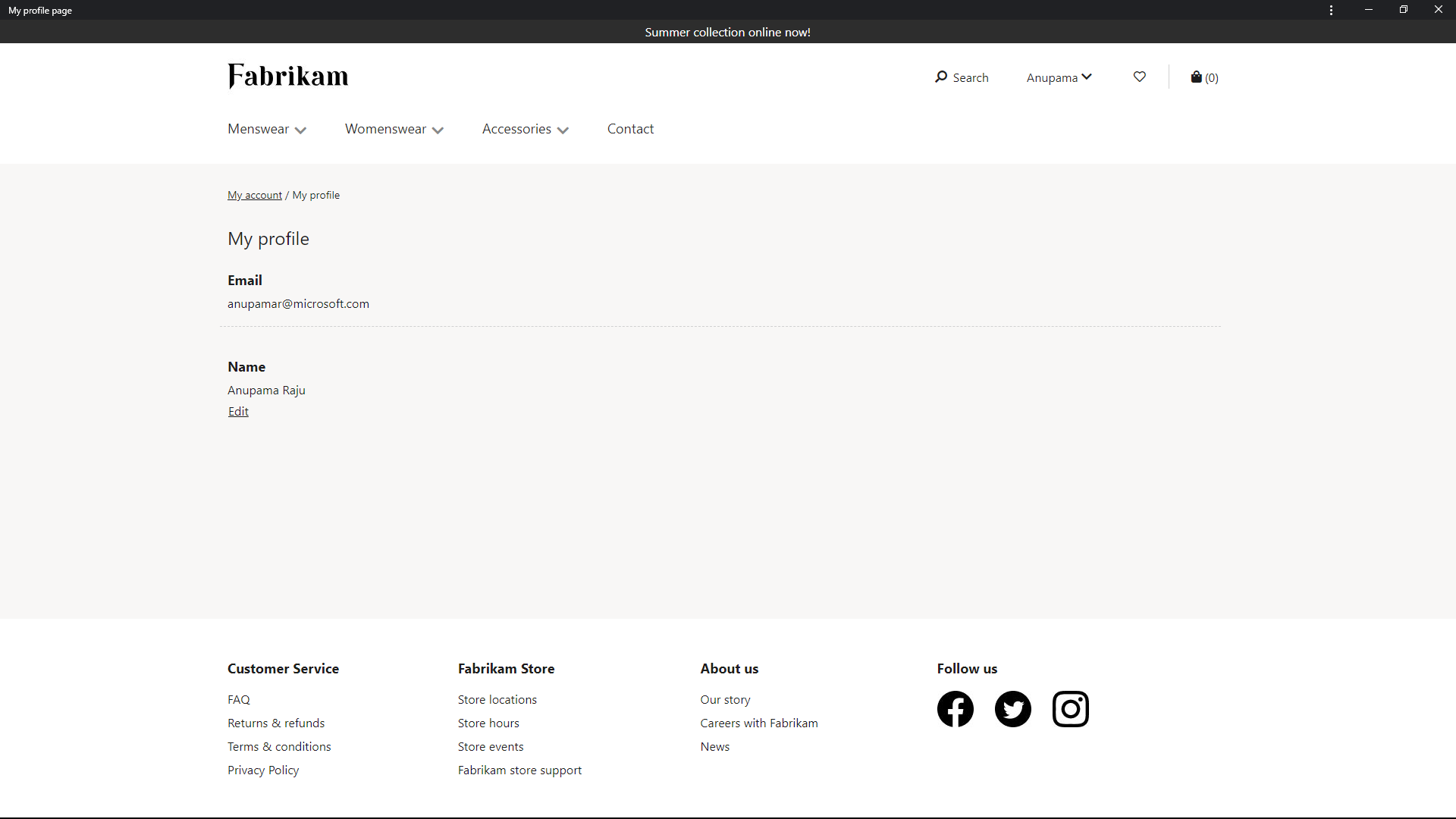 Account Management Pages Overview Commerce Dynamics 365 Microsoft   Account Management Myprofile 