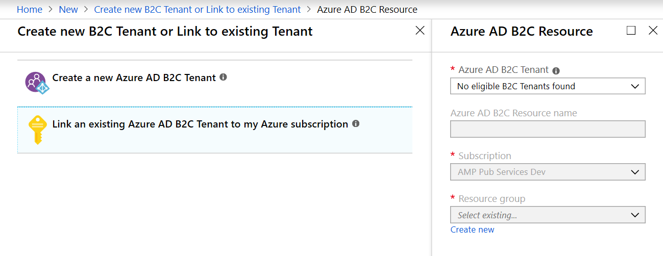 Link an existing Microsoft Entra B2C Tenant to Azure Subscription.