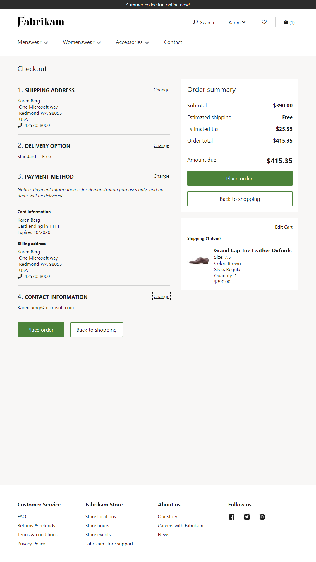 Example of a checkout module.