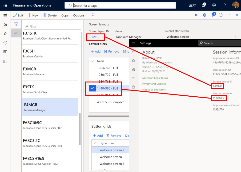 Screen layouts and layout resolutions/sizes in Commerce and POS.