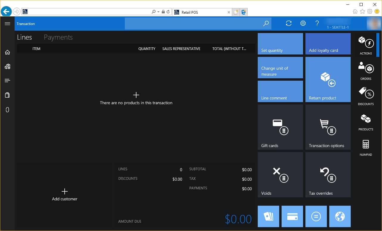 Demo data transaction page for Adventure Works.