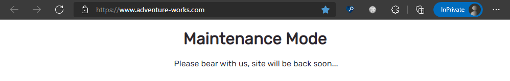 Example of a custom maintenance page.