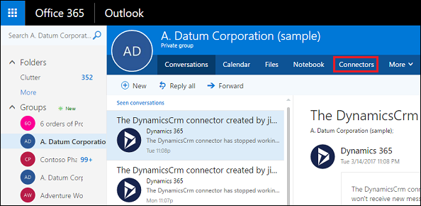 Select Microsoft 365 groups Connectors Select Microsoft 365 groups Connectors.