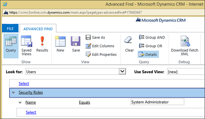 Advanced Find dialog box in Dynamics 365 Customer Engagement (on-premises) Advanced Find dialog box in Dynamics 365 Customer Engagement (on-premises).