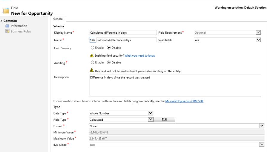 Create calculated field in Dynamics 365 for Customer Engagement.