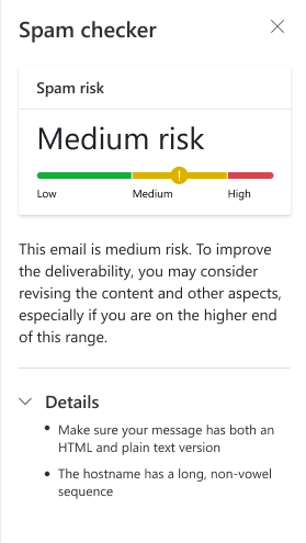 The calculated spam risk.