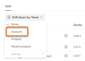 Select Account as drill-down choice Select Account as drill-down choice.