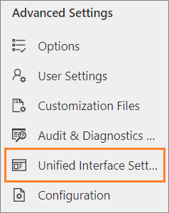 Unified Interface Settings.