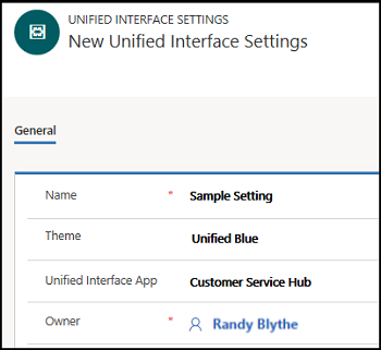 New Unified Interface Settings record.