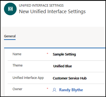 New Unified Interface Settings record New Unified Interface Settings record.