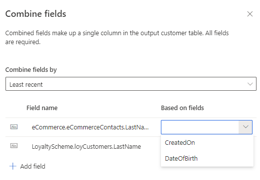 Recency option in the merge fields dialog.