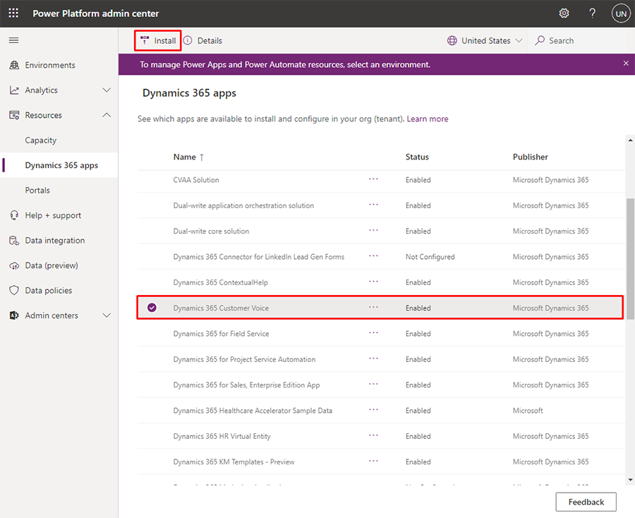 Install Dynamics 365 Customer Voice