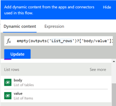 Screenshot of dynamic content value.