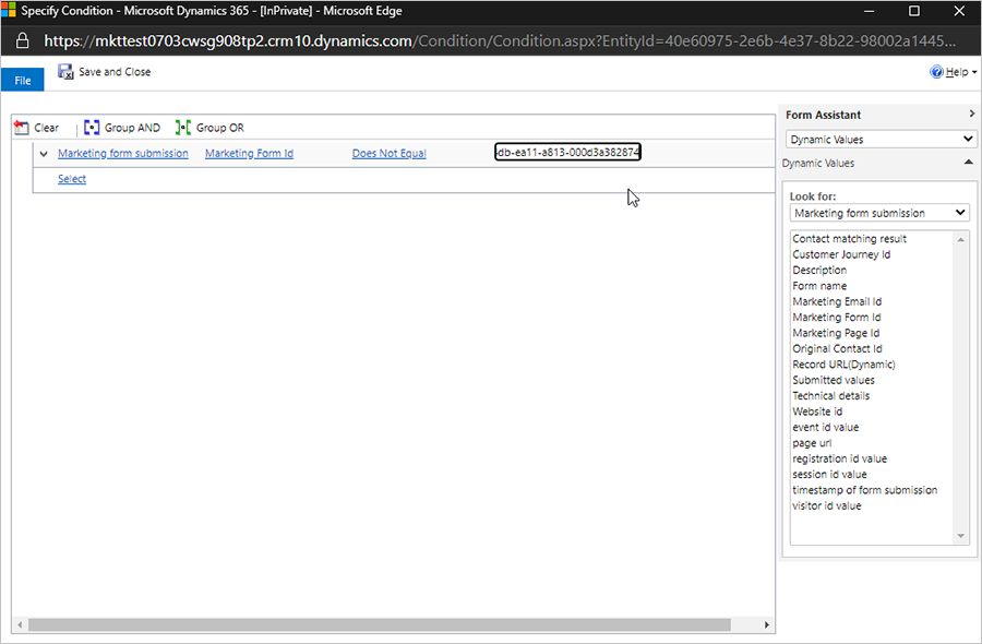 Form ID in conditional step.