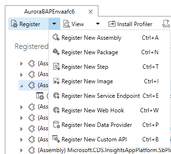 Select Register and then Register new assembly.