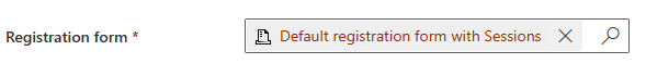 Screenshot of selecting the registration form.