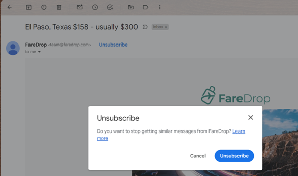 Select the unsubscribe link